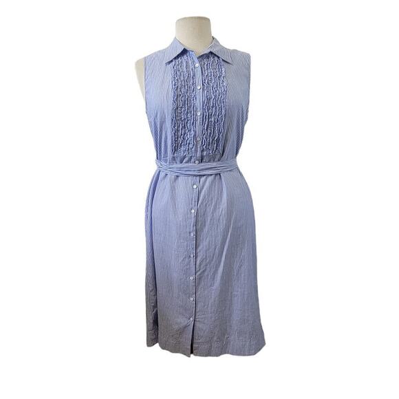 J.Crew Dresses & Skirts - Vintage NWT J. Crew Ruffled Collared Tie Waist Button Front Cotton Dress  Size 8